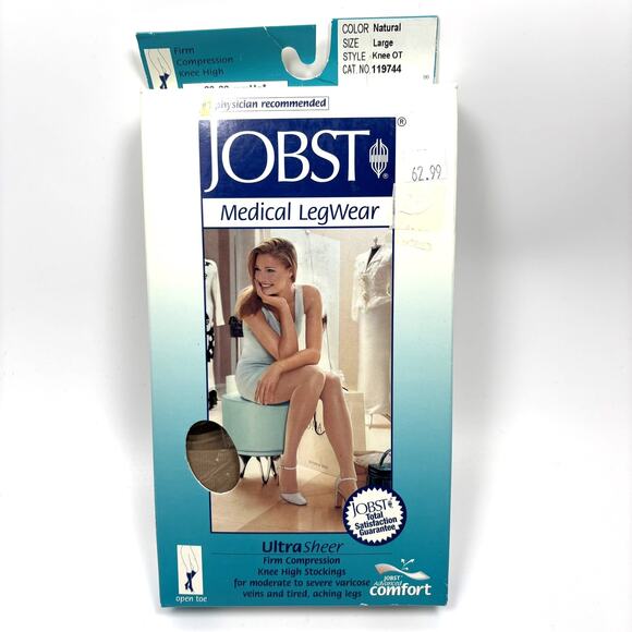 Jobst Accessories - Jobst Compression Stockings 20-30 mmHg L Knee High Open Toe Ultra Sheer Natural